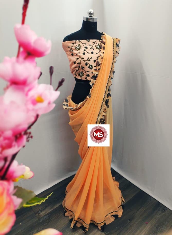 New Latest Designer Party Wear Ruffle Saree Collection 